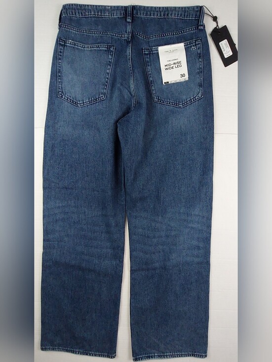rag & bone Denim - Rag & Bone Logan Mid Rise Wide Leg Jeans Womens Size 30x32 (34x32) Blue NWT $255